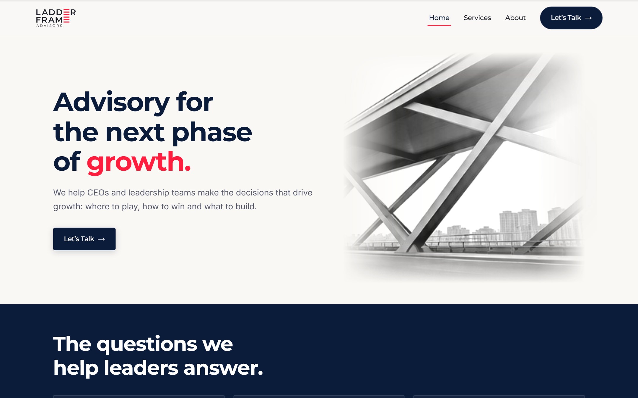 LadderFrame Advisors Live Website Screenshot